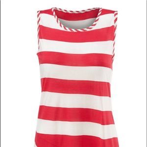 CAbi Top Stripe 5198 Carnival Carousel Soft Sleeveless Tee Medium Red Spring